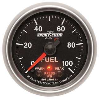 AutoMeter | GAUGE FUEL PRESS 2 1/16in. 100PSI DIGITAL STPR MTR W/PK/WRN SPORT-COMP II AutoMeter Gauges