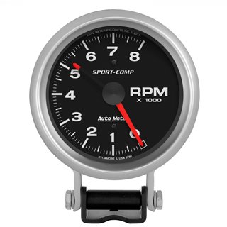 AutoMeter | GAUGE TACHOMETER 3 3/4in. 8K RPM PEDESTAL W/RED LINE SPORT-COMP AutoMeter Cadrans