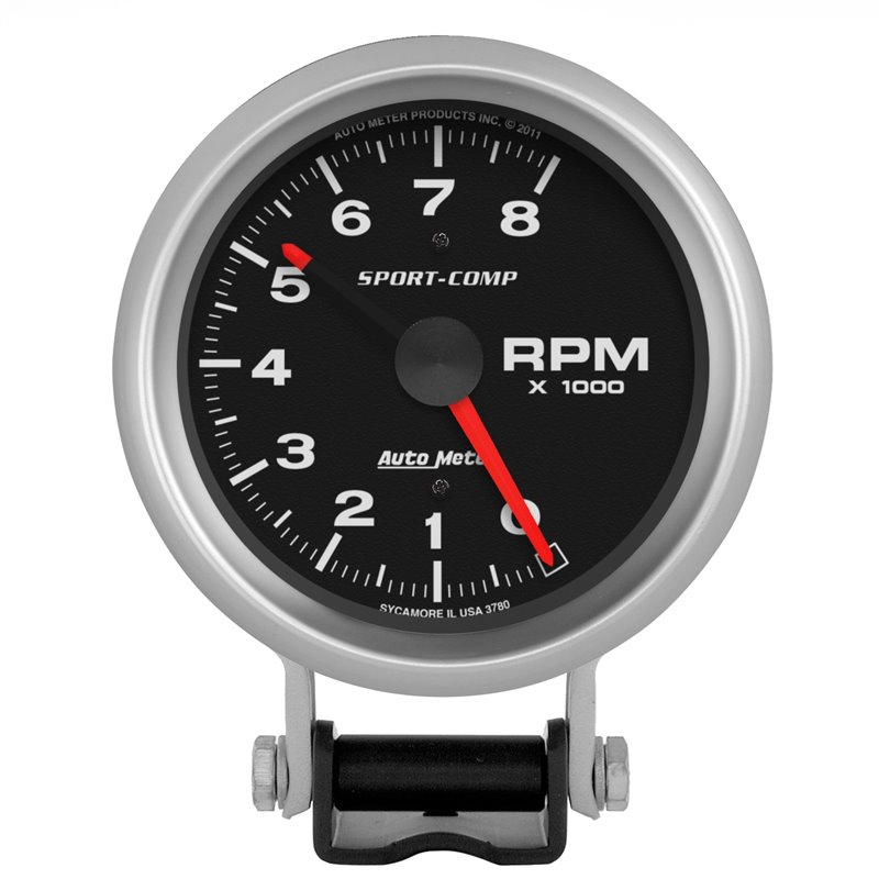 AutoMeter | GAUGE TACHOMETER 3 3/4in. 8K RPM PEDESTAL W/RED LINE SPORT-COMP AutoMeter Cadrans