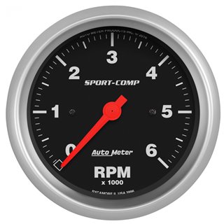 AutoMeter | GAUGE TACHOMETER 3 3/8in. 6K RPM IN-DASH SPORT-COMP AutoMeter Gauges