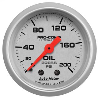 AutoMeter | GAUGE OIL PRESSURE 2 1/16in. 200PSI MECHANICAL ULTRA-LITE AutoMeter Cadrans