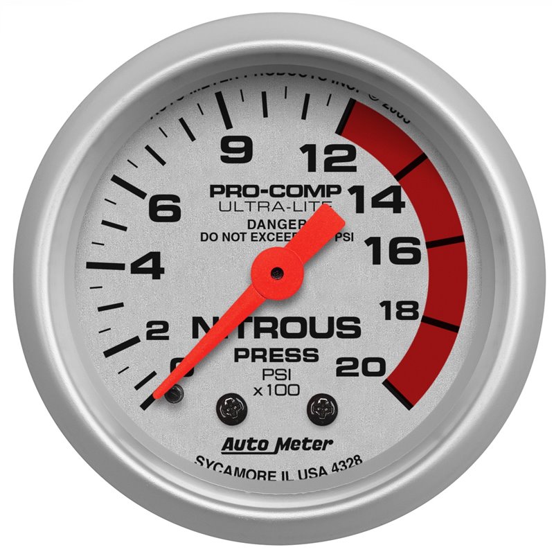 AutoMeter | GAUGE NITROUS PRESSURE 2 1/16in. 2000PSI MECHANICAL ULTRA-LITE AutoMeter Gauges