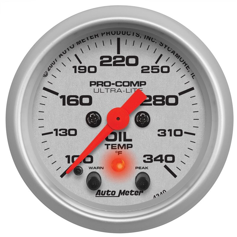 AutoMeter | GAUGE OIL TEMP 2 1/16in. 340deg.F STEPPER MOTOR W/PEAK/WARN ULTRA-LITE AutoMeter Gauges
