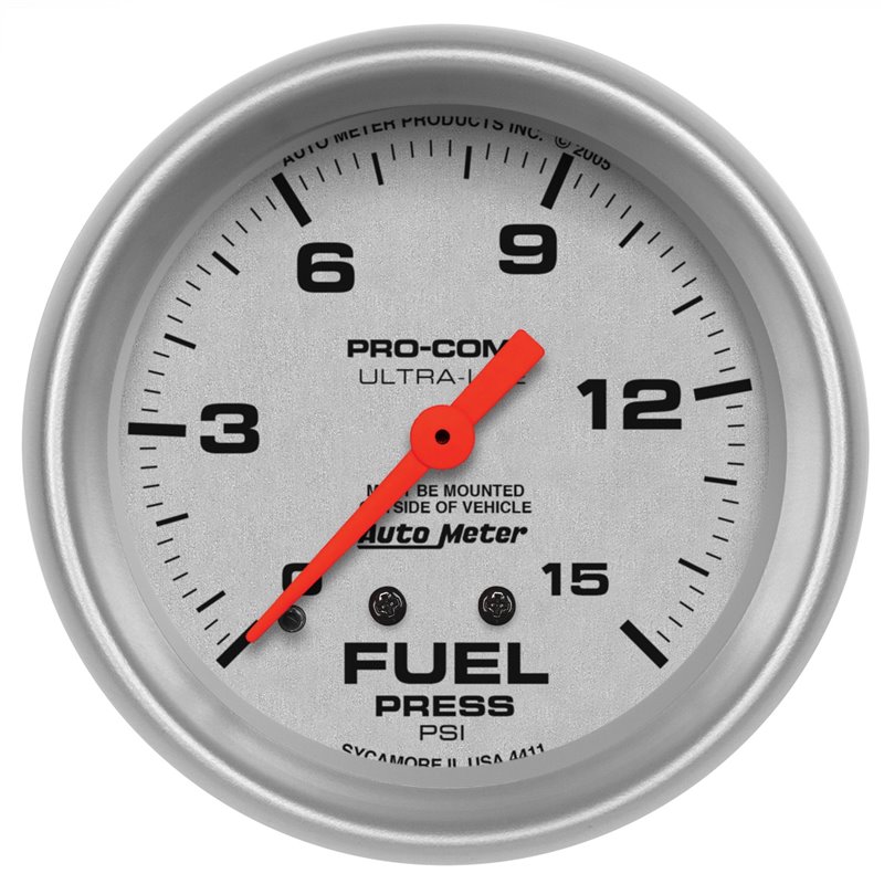 AutoMeter | GAUGE FUEL PRESSURE 2 5/8in. 15PSI MECHANICAL ULTRA-LITE AutoMeter Cadrans