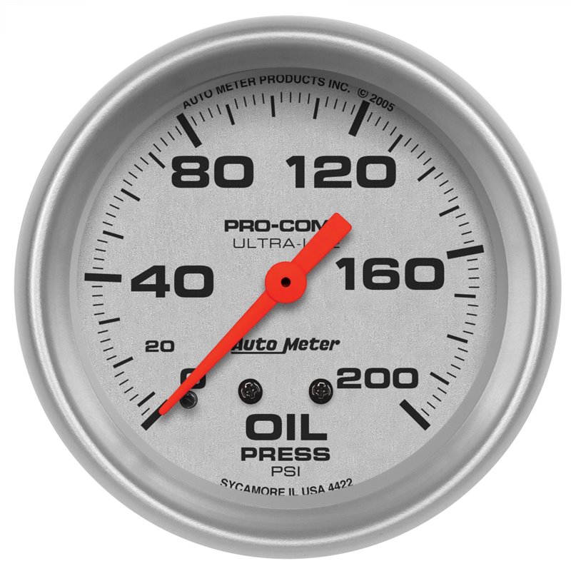 AutoMeter | GAUGE OIL PRESSURE 2 5/8in. 200PSI MECHANICAL ULTRA-LITE AutoMeter Gauges