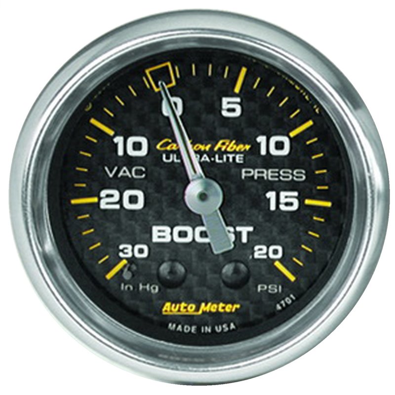 AutoMeter | GAUGE VAC/BOOST 2 1/16in. 30INHG-20PSI MECHANICAL CARBON FIBER AutoMeter Gauges