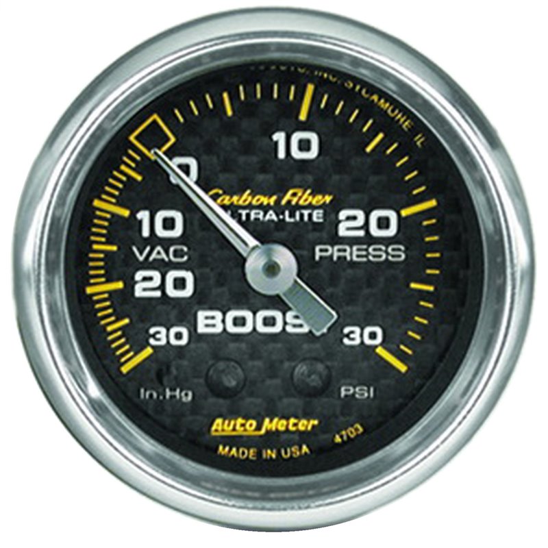 AutoMeter | GAUGE VAC/BOOST 2 1/16in. 30INHG-30PSI MECHANICAL CARBON FIBER AutoMeter Gauges