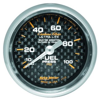 AutoMeter | GAUGE FUEL PRESSURE 2 1/16in. 100PSI MECHANICAL CARBON FIBER AutoMeter Gauges