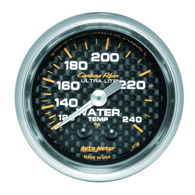 AutoMeter | GAUGE WATER TEMP 2 1/16in. 120-240deg.F MECHANICAL CARBON FIBER AutoMeter Gauges