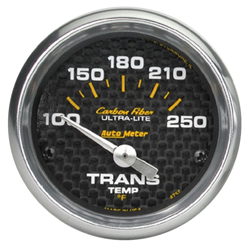 AutoMeter | GAUGE TRANSMISSION TEMP 2 1/16in. 100-250deg.F ELECTRIC CARBON FIBER AutoMeter Gauges