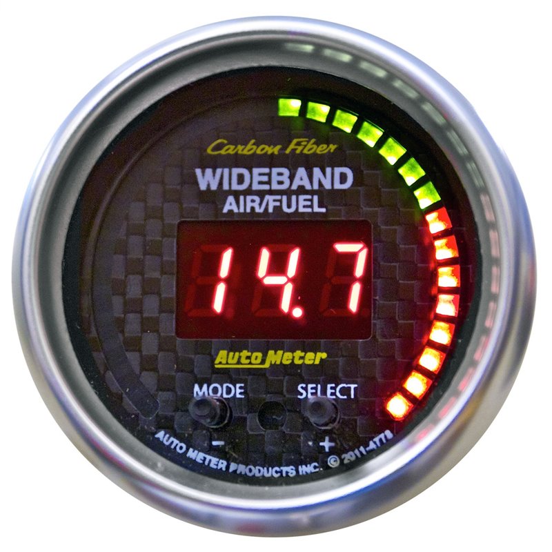 AutoMeter | GAUGE AIR/FUEL RATIO-PRO 2 1/16in. 10:1-20:1 DIGITAL W/PK/WRN CARBON FIBER AutoMeter Gauges