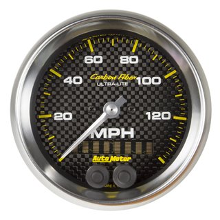 AutoMeter | GAUGE SPEEDOMETER 3 3/8in. 140MPH GPS CARBON FIBER AutoMeter Cadrans