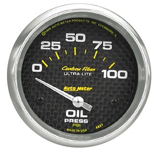 AutoMeter | GAUGE OIL PRESSURE 2 5/8in. 100PSI ELECTRIC CARBON FIBER AutoMeter Cadrans