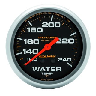 AutoMeter | GAUGE WATER TEMP 2 5/8in. 120-240deg.F LIQUID FILLED MECH 12FT. PRO-COMP AutoMeter Cadrans