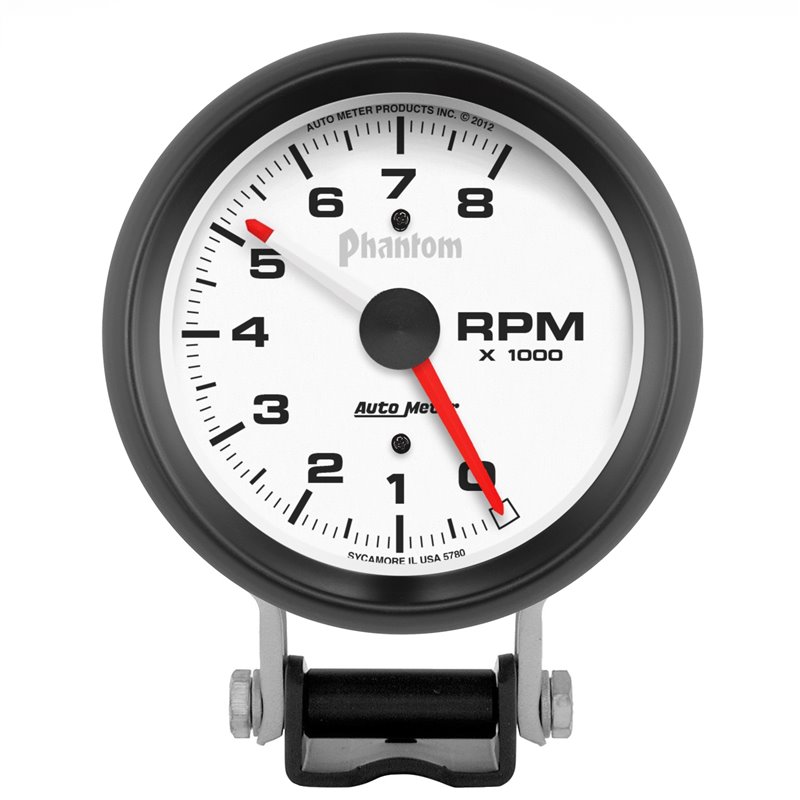 AutoMeter | GAUGE TACHOMETER 3 3/4in. 8K RPM PEDESTAL W/RED LINE PHANTOM AutoMeter Gauges