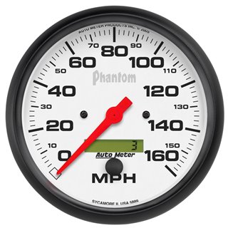 AutoMeter | GAUGE SPEEDO 5in. 160MPH ELEC. PROGRAM W/LCD ODO PHANTOM AutoMeter Gauges