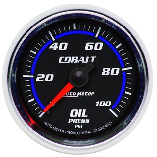 AutoMeter | GAUGE OIL PRESSURE 2 1/16in. 100PSI MECHANICAL COBALT AutoMeter Cadrans