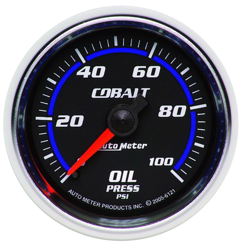 AutoMeter | GAUGE OIL PRESSURE 2 1/16in. 100PSI MECHANICAL COBALT AutoMeter Cadrans