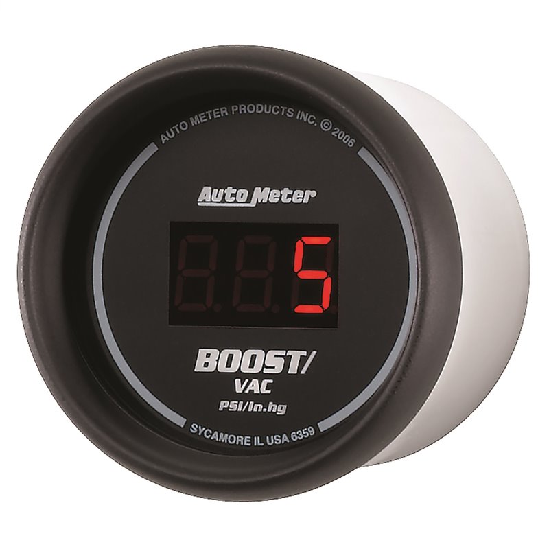 AutoMeter | GAUGE VAC/BOOST 2 1/16in. 30INHG-30PSI DIGITAL BLACK DIAL W/RED LED AutoMeter Gauges