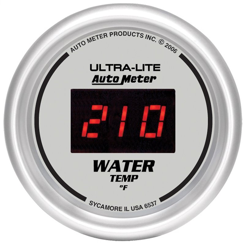 AutoMeter | GAUGE WATER TEMP 2 1/16in. 340deg.F DIGITAL SILVER DIAL W/RED LED AutoMeter Gauges