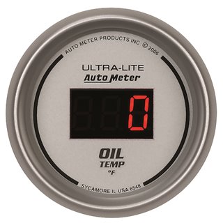 AutoMeter | GAUGE OIL TEMP 2 1/16in. 340deg.F DIGITAL SILVER DIAL W/RED LED AutoMeter Cadrans