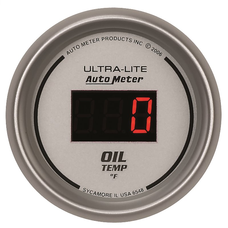 AutoMeter | GAUGE OIL TEMP 2 1/16in. 340deg.F DIGITAL SILVER DIAL W/RED LED AutoMeter Cadrans