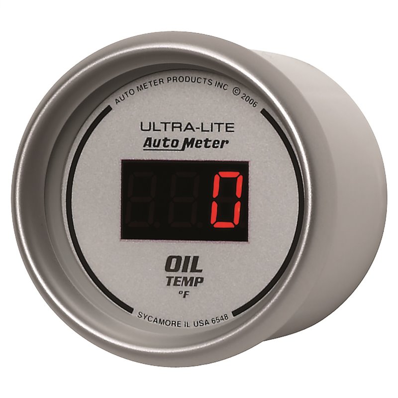 AutoMeter | GAUGE OIL TEMP 2 1/16in. 340deg.F DIGITAL SILVER DIAL W/RED LED AutoMeter Cadrans