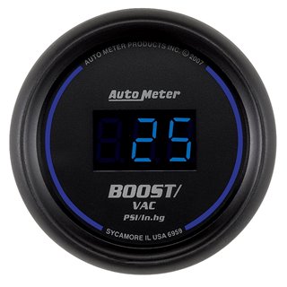 AutoMeter | GAUGE VAC/BOOST 2 1/16in. 30INHG-30PSI DIGITAL BLACK DIAL W/BLUE LED AutoMeter Cadrans