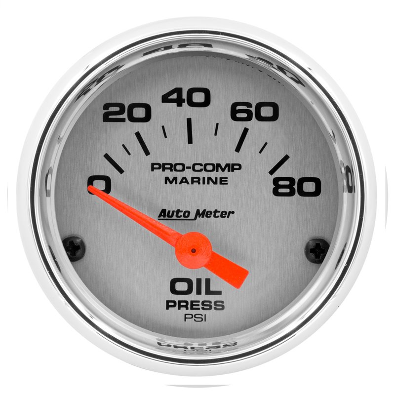 AutoMeter | GAUGE OIL PRESSURE 2 1/16in. 80PSI ELECTRIC MARINE CHROME AutoMeter Cadrans