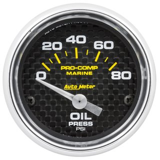 AutoMeter | GAUGE OIL PRESSURE 2 1/16in. 80PSI ELECTRIC MARINE CARBON FIBER AutoMeter Gauges