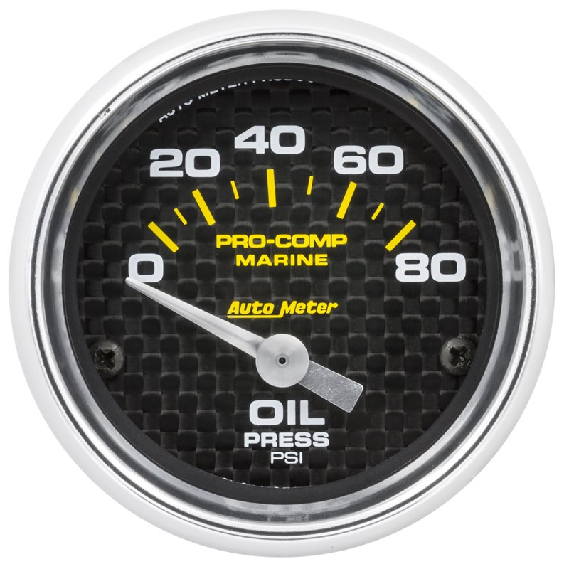 AutoMeter | GAUGE OIL PRESSURE 2 1/16in. 80PSI ELECTRIC MARINE CARBON FIBER AutoMeter Cadrans