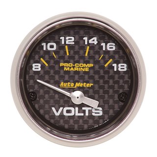 AutoMeter | GAUGE VOLTMETER 2 1/16in. 18V ELECTRIC MARINE CARBON FIBER AutoMeter Gauges