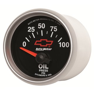 AutoMeter | GAUGE OIL PRESSURE 2 1/16in. 100PSI ELECTRIC CHEVY RED BOWTIE BLACK AutoMeter Cadrans