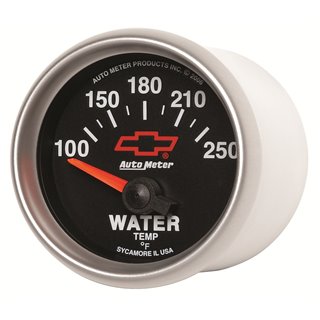 AutoMeter | GAUGE WATER TEMP 2 1/16in. 100-250deg.F ELECTRIC CHEVY RED BOWTIE BLACK AutoMeter Gauges