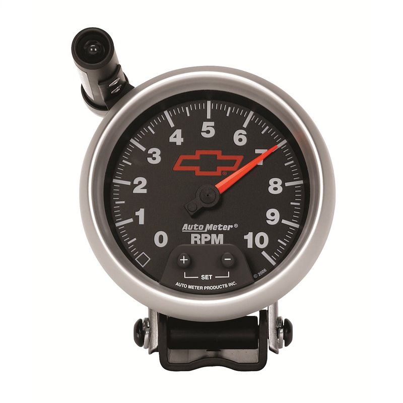 AutoMeter | GAUGE TACHOMETER 3 3/4in. 10K RPM PEDESTAL W/EXT. QUICK-LITE CHEVY RED BOWT AutoMeter Gauges