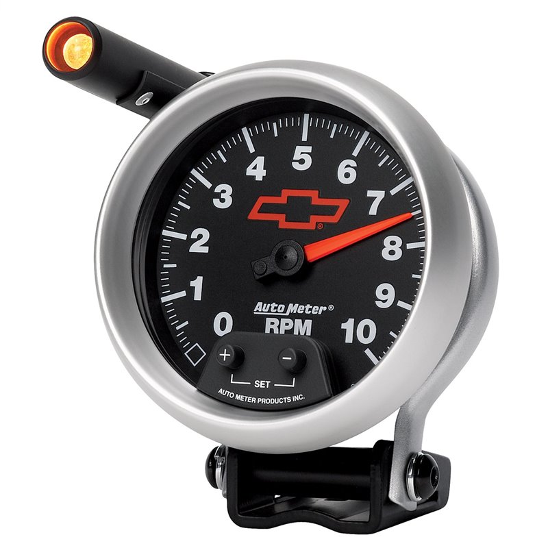 AutoMeter | GAUGE TACHOMETER 3 3/4in. 10K RPM PEDESTAL W/EXT. QUICK-LITE CHEVY RED BOWT AutoMeter Gauges
