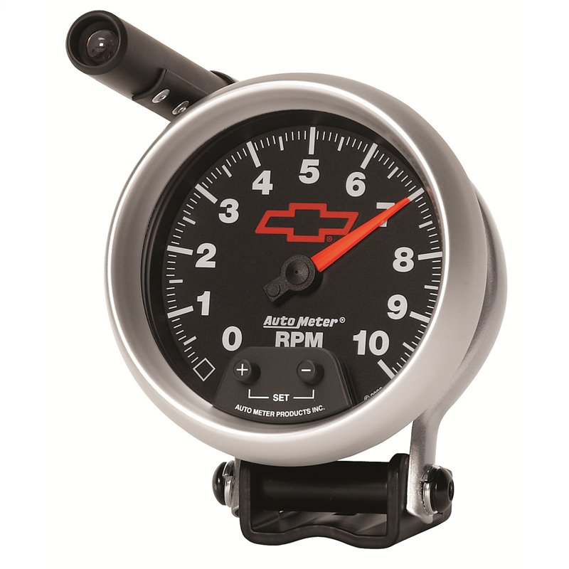 AutoMeter | GAUGE TACHOMETER 3 3/4in. 10K RPM PEDESTAL W/EXT. QUICK-LITE CHEVY RED BOWT AutoMeter Gauges