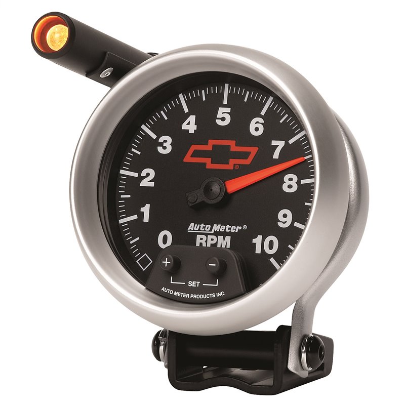 AutoMeter | GAUGE TACHOMETER 3 3/4in. 10K RPM PEDESTAL W/EXT. QUICK-LITE CHEVY RED BOWT AutoMeter Gauges