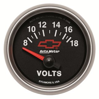 AutoMeter | GAUGE VOLTMETER 2 1/16in. 18V ELECTRIC CHEVY RED BOWTIE BLACK AutoMeter Gauges