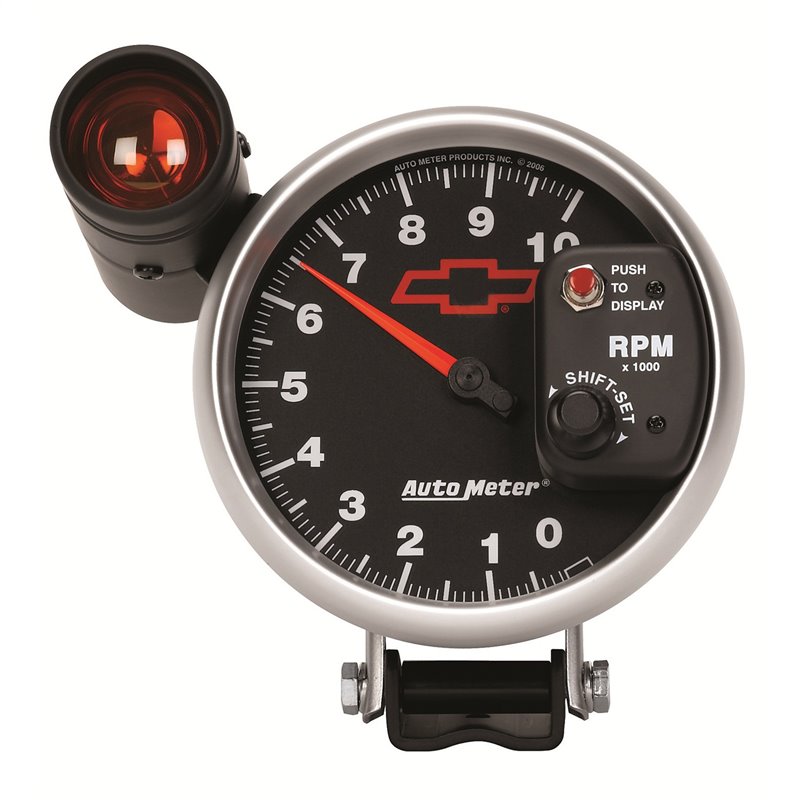 AutoMeter | GAUGE TACHOMETER 5in. 10K RPM PEDESTAL W/EXT. SHIFT-LITE CHEVY RED BOWTIE AutoMeter Gauges