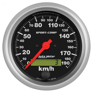 AutoMeter | GAUGE SPEEDOMETER 3 3/8in. 190KM/H ELEC. PROG. W/LCD ODO SPORT-COMP AutoMeter Cadrans