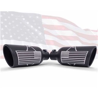 Gibson | Patriot Flag Rolled Edge Angle Exhaust Tip Black Ceramic Gibson Performance Embout Échappement
