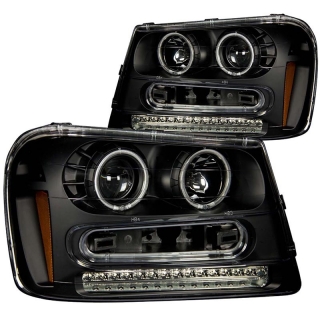 ANZO | Projector Headlights w/ Halo Black - Trailblazer / Trailblazer EXT 2002-2009 Anzo USA Lighting