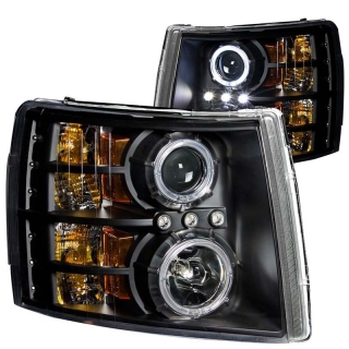 ANZO | Projector Headlights w/ Halo Black -Silverado Anzo USA Éclairage