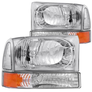 ANZO | Crystal Headlights Chrome avec LED 1pc - Excursion / F-250 / F-350 2000-2004 Anzo USA Headlights