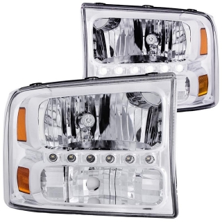 ANZO | Crystal Headlights Chrome avec LED 1pc - Excursion / F-250 / F-350 2000-2004 Anzo USA Headlights