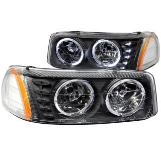 ANZO | Crystal Headlights Noir avec Halo & LED - GMC 2000-2007 Anzo USA Headlights