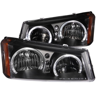 ANZO | Crystal Headlights Noir avec Halo - Chevrolet 2003-2007 Anzo USA Headlights