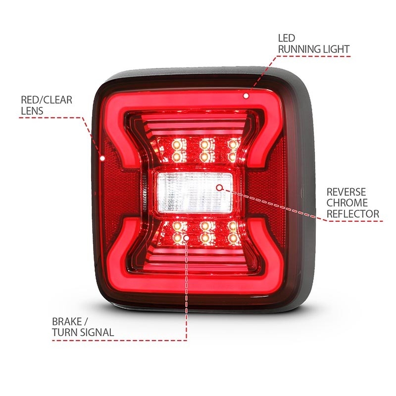 ANZO | LED Taillights Red / Clear - JEEP WRANGLER Anzo USA Éclairage