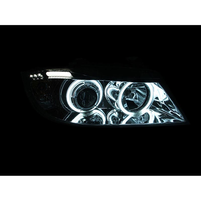 ANZO | Projector Headlights w/ Halo w/ LED Bar Chrome (SMD LED) - BMW SERIES 3 Anzo USA Éclairage